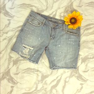 American Eagle Distressed Midi Jean Shorts